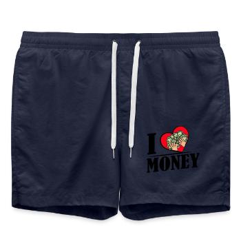 I love Money - Herz mit Geldscheinen - Badeshorts - French Navy - Vorne - AI Model Male 185 light (185cm)