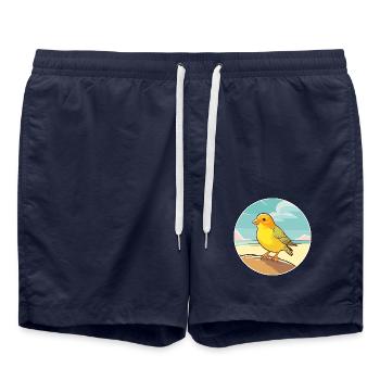 Kanarienvogel Aquarell Cartoon Kawaii Clipart Tier - Badeshorts - French Navy - Vorne - AI Model Male 185 light (185cm)