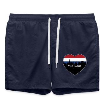 Den Haag Niederlande Flagge Skyline Reise Souvenir - Badeshorts - French Navy - Vorne - AI Model Male 185 light (185cm)