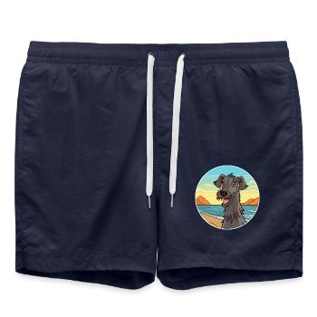 Schottischer Deerhound Hund Rasse Cartoon Kawaii Hund - Badeshorts - French Navy - Vorne - AI Model Male 185 light (185cm)