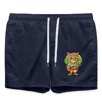 Drôle Hibou Dessin Animé Plage D’été Lunettes De Soleil Guitare - Short de bain - bleu marine - Devant - AI Model Male 185 light (185cm)