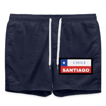 Santiago City in Chilean Flag - Swim Trunks - french navy - Front - AI Model Male 185 light (185cm)