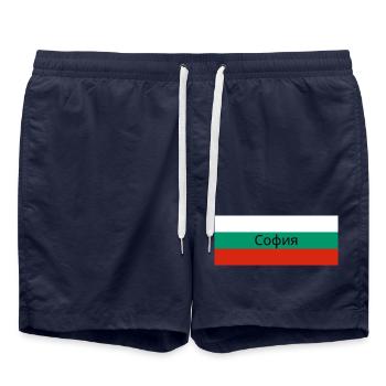 Sofia City in Bulgarian Flag - Swim Trunks - french navy - Front - AI Model Male 185 light (185cm)