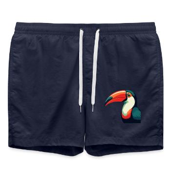 Toucan Cartoon Character Colorful Pet Animal - Swim Trunks - french navy - Front - AI Model Male 185 light (185cm)