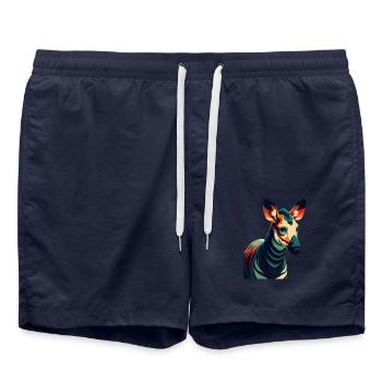 Okapi Personnage De Dessin Animé Animal De Compagnie Coloré - Short de bain - bleu marine - Devant - AI Model Male 185 light (185cm)