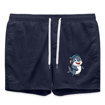 Orca Funny Cartoon Character Musique de casque - Short de bain - bleu marine - Devant - AI Model Male 185 light (185cm)
