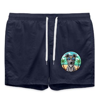 Scottish Deerhound Dog Breed Cartoon Sunglasses - Swim Trunks - french navy - Front - AI Model Male 185 light (185cm)