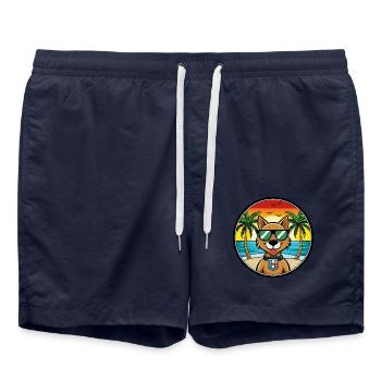 Portugais Chien de garde race dessin animé lunettes de soleil plage - Short de bain - bleu marine - Devant - AI Model Male 185 light (185cm)