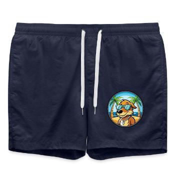Poitevin Hound Hund Rasse Cartoon Sonnenbrille Strand - Badeshorts - French Navy - Vorne - AI Model Male 185 light (185cm)