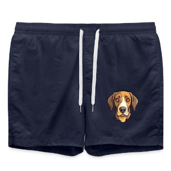 Mountain Cur Hunderasse Cartoon Kawaii Illustration - Badeshorts - French Navy - Vorne - AI Model Male 185 light (185cm)