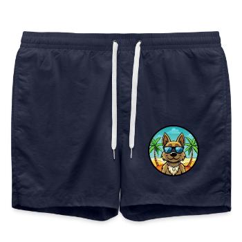Karst Schäferhund Hunderasse Cartoon Sonnenbrille Strand - Badeshorts - French Navy - Vorne - AI Model Male 185 light (185cm)