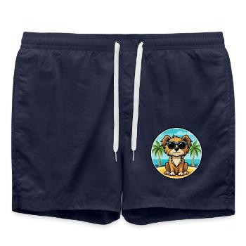 Englische Spielzeug Spaniel Hund Rasse Cartoon Sonnenbrille - Badeshorts - French Navy - Vorne - AI Model Male 185 light (185cm)