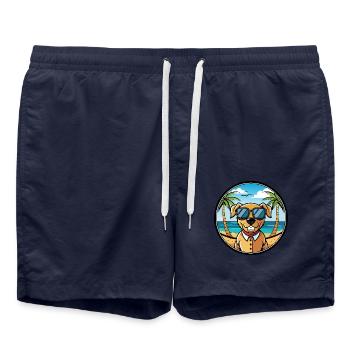 Southern Hound Dog Breed Cartoon Sunglasses Beach - Swim Trunks - french navy - Front - AI Model Male 185 light (185cm)