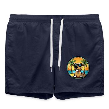 Sloughi Hunderasse Cartoon Sonnenbrille Strand - Badeshorts - French Navy - Vorne - AI Model Male 185 light (185cm)
