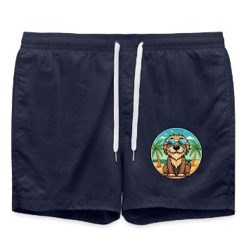 Otterhound Dog Breed Cartoon Sunglasses Beach - Swim Trunks - french navy - Front - AI Model Male 185 light (185cm)