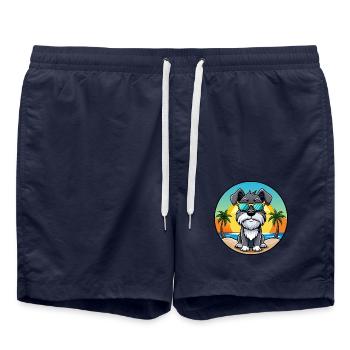 Mittelschnauzer Hunderasse Cartoon Sonnenbrille Strand - Badeshorts - French Navy - Vorne - AI Model Male 185 light (185cm)