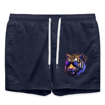 Retro cool tiger head - Swim Trunks - french navy - Front - AI Model Male 185 light (185cm)