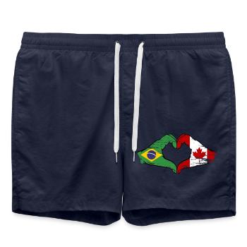 Brasilien Kanada Flagge Hände Herzform used - Badeshorts - French Navy - Vorne - AI Model Male 185 light (185cm)