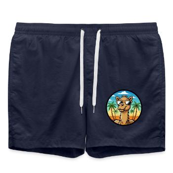 Camel Funny Cartoon Summer Beach Sunglasses Cool - Swim Trunks - french navy - Front - AI Model Male 185 light (185cm)