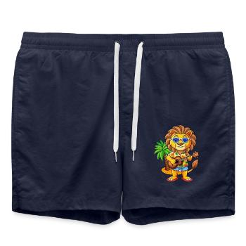 Lunettes de soleil de plage d’été Funny Lion Hawaiian - Short de bain - bleu marine - Devant - AI Model Male 185 light (185cm)