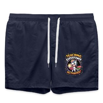 Teaching Superpower Activated! - Swim Trunks - french navy - Front - AI Model Male 185 light (185cm)