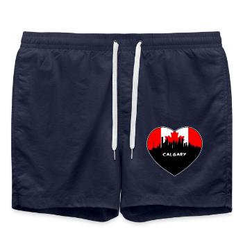 Calgary Kanada Flagge Skyline Reise Souvenir - Badeshorts - French Navy - Vorne - AI Model Male 185 light (185cm)