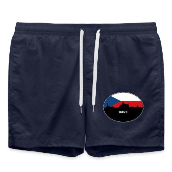 Brünn Tschechien Flagge Skyline Silhouette Reisen - Badeshorts - French Navy - Vorne - AI Model Male 185 light (185cm)