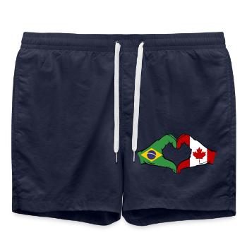 Brésil Canada Drapeau Mains Coeur Forme - Short de bain - bleu marine - Devant - AI Model Male 185 light (185cm)