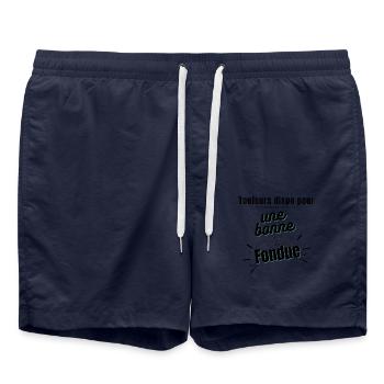 Toujours dispo pour une bonne Fondue - Short de bain - bleu marine - Devant - AI Model Male 185 light (185cm)