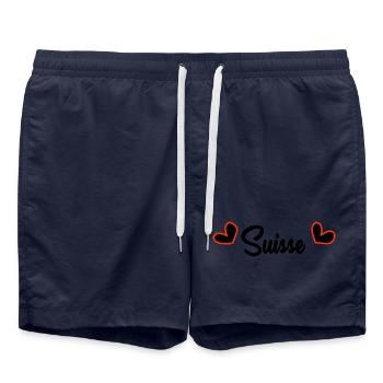 SUISSE. PAYS. GENEVE. SUISSE. HUMOUR. PAYS - Short de bain - bleu marine - Devant - AI Model Male 185 light (185cm)
