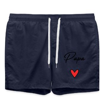 PAPA. VATERTAG. FROHER VATERTAG. ALLES GUTE ZUM GEBURTSTAG. - Badeshorts - French Navy - Vorne - AI Model Male 185 light (185cm)