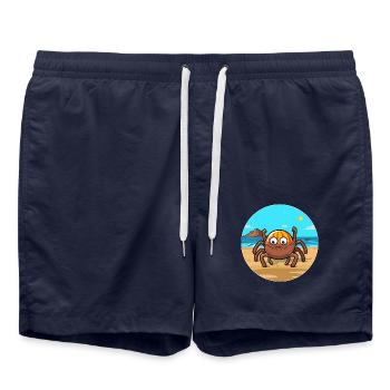 Spinne Aquarell Cartoon Kawaii Clipart Tier - Badeshorts - French Navy - Vorne - AI Model Male 185 light (185cm)