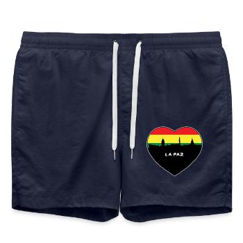 La Paz Bolivien Flagge Skyline Reise Souvenir - Badeshorts - French Navy - Vorne - AI Model Male 185 light (185cm)
