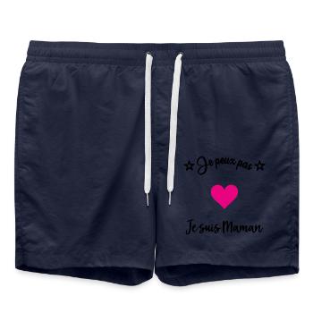 ICH KANN NICHT, ICH BIN EINE MUTTER - Badeshorts - French Navy - Vorne - AI Model Male 185 light (185cm)