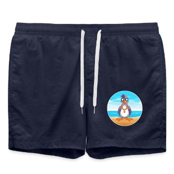 Jay Cartoon Yoga Strand Sommer Illustration - Badeshorts - French Navy - Vorne - AI Model Male 185 light (185cm)