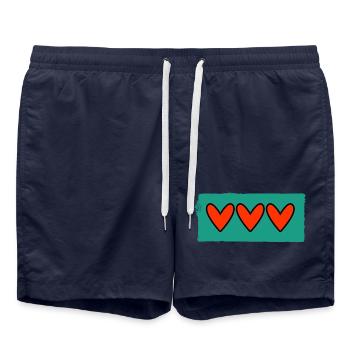 PAAR. VALENTINSTAG. ICH HABE GERADE GEHEIRATET. HERZ. HEIRATEN - Badeshorts - French Navy - Vorne - AI Model Male 185 light (185cm)