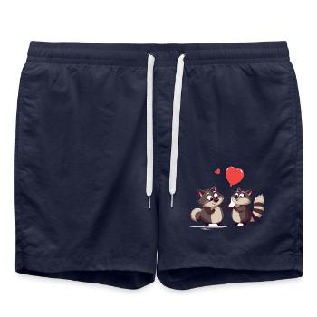 Waschbären, Kawaii, Karikatur, Haustier, Spielender, Mit, Balloons - Badeshorts - French Navy - Vorne - AI Model Male 185 light (185cm)
