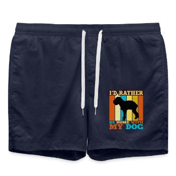 Griffon Bruxellois Hund Silhouette Retro Sunset - Badeshorts - French Navy - Vorne - AI Model Male 185 light (185cm)