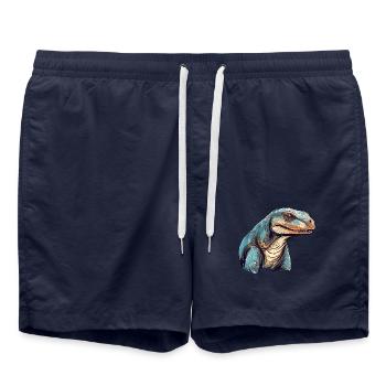Komodowaran Bunte Aquarell-Karikatur Kawaii A - Badeshorts - French Navy - Vorne - AI Model Male 185 light (185cm)