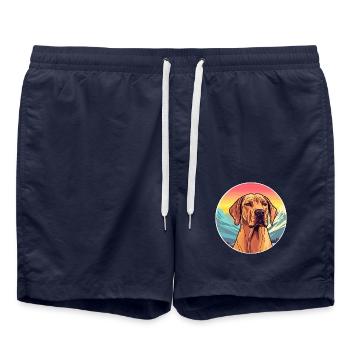 Rhodesian Ridgeback Hunderasse Cartoon Kawaii Wasser - Badeshorts - French Navy - Vorne - AI Model Male 185 light (185cm)