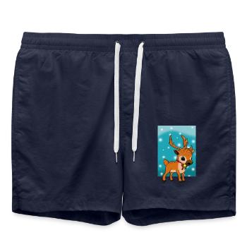 Weihnachtsrentier - Badeshorts - French Navy - Vorne - AI Model Male 185 light (185cm)