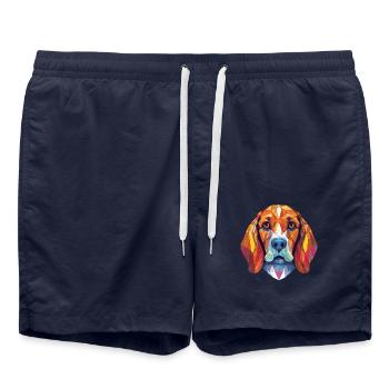 Hygen Hund Rasse Aquarell Illustration - Badeshorts - French Navy - Vorne - AI Model Male 185 light (185cm)