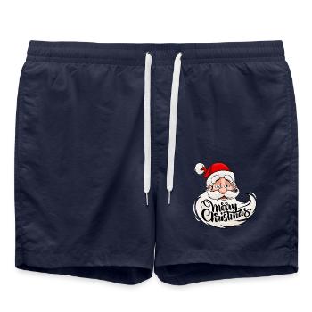 Merry Christmas - Weihnachtsmann mit Rauschebart - Badeshorts - French Navy - Vorne - AI Model Male 185 light (185cm)