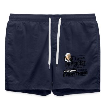 I am a Physicist - Assume I know Everything - Badeshorts - French Navy - Vorne - AI Model Male 185 light (185cm)