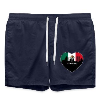 Tijuana Mexiko Flagge Skyline Reise Souvenir - Badeshorts - French Navy - Vorne - AI Model Male 185 light (185cm)