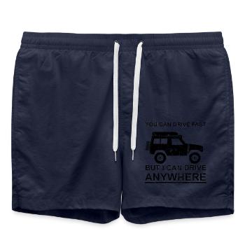 You can drive fast, but i can drive anywhere - Badeshorts - French Navy - Vorne - AI Model Male 185 light (185cm)