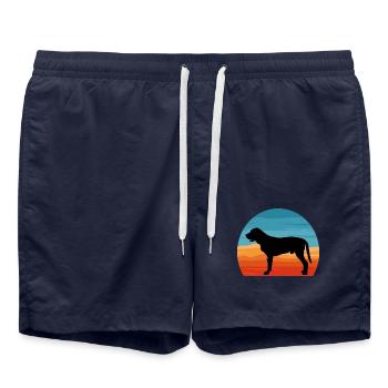 Broholmer Hundeliebhaber Silhouette Vintage Sonnenuntergang - Badeshorts - French Navy - Vorne - AI Model Male 185 light (185cm)