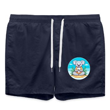 Koala Cartoon Yoga Strand Sommer Illustration - Badeshorts - French Navy - Vorne - AI Model Male 185 light (185cm)