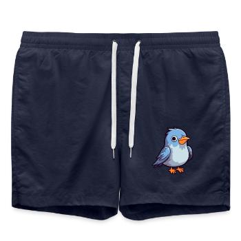 Kuckuck niedliche Karikatur Kawaii Aquarell Tier Haustier - Badeshorts - French Navy - Vorne - AI Model Male 185 light (185cm)