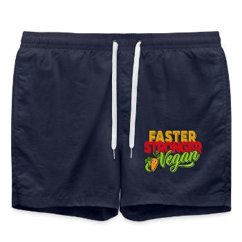 Faster Stronger Vegan - Sport Motivation - Badeshorts - French Navy - Vorne - AI Model Male 185 light (185cm)
